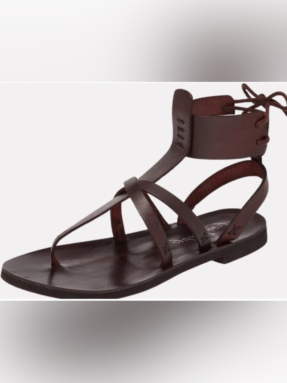 Free People Vacation Day Leather‎ Gladiator Sandals Brown Size 38